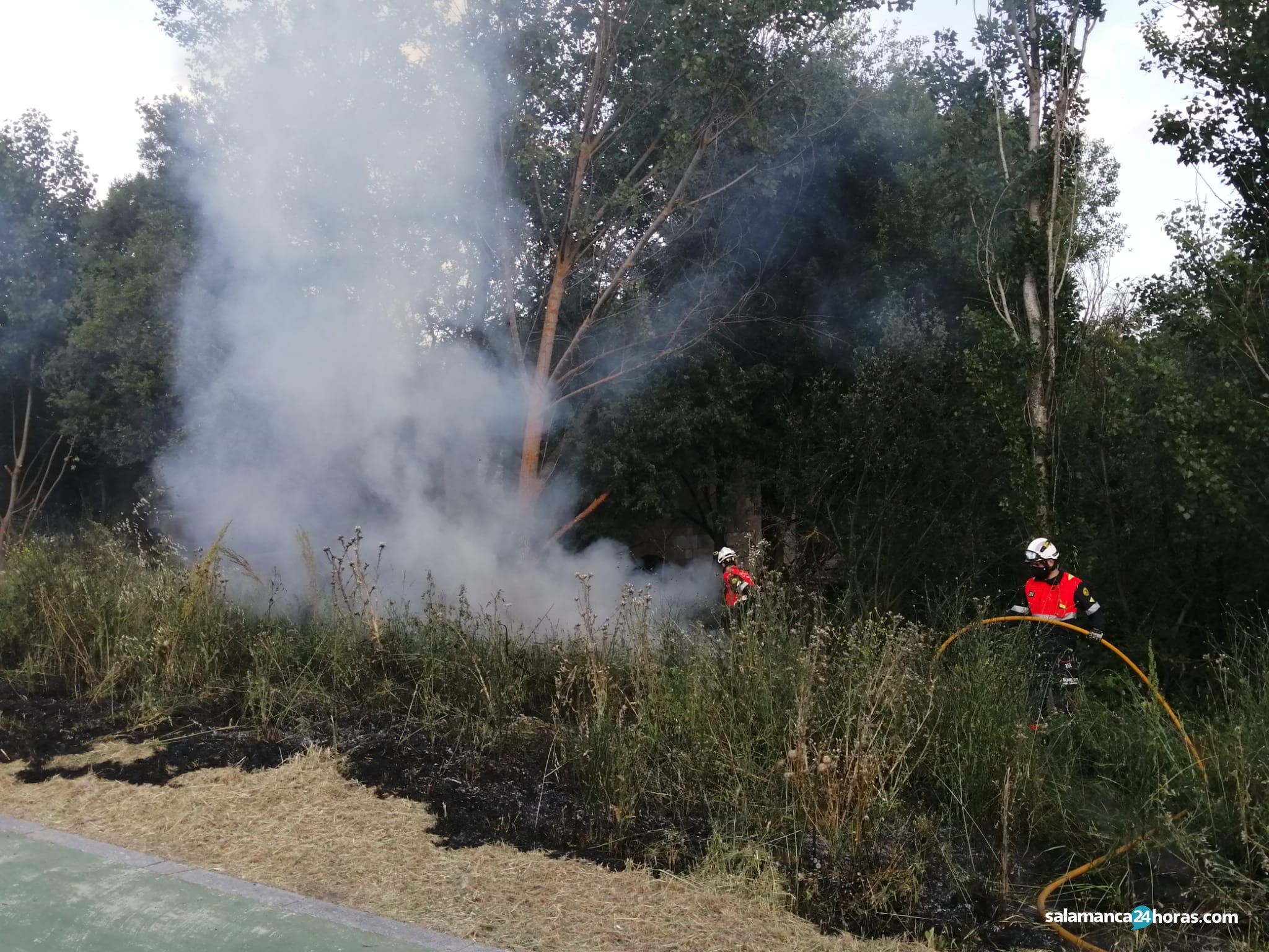 Incendio en el paseo fluvial en la tarde de este viernes, 28 de mayo