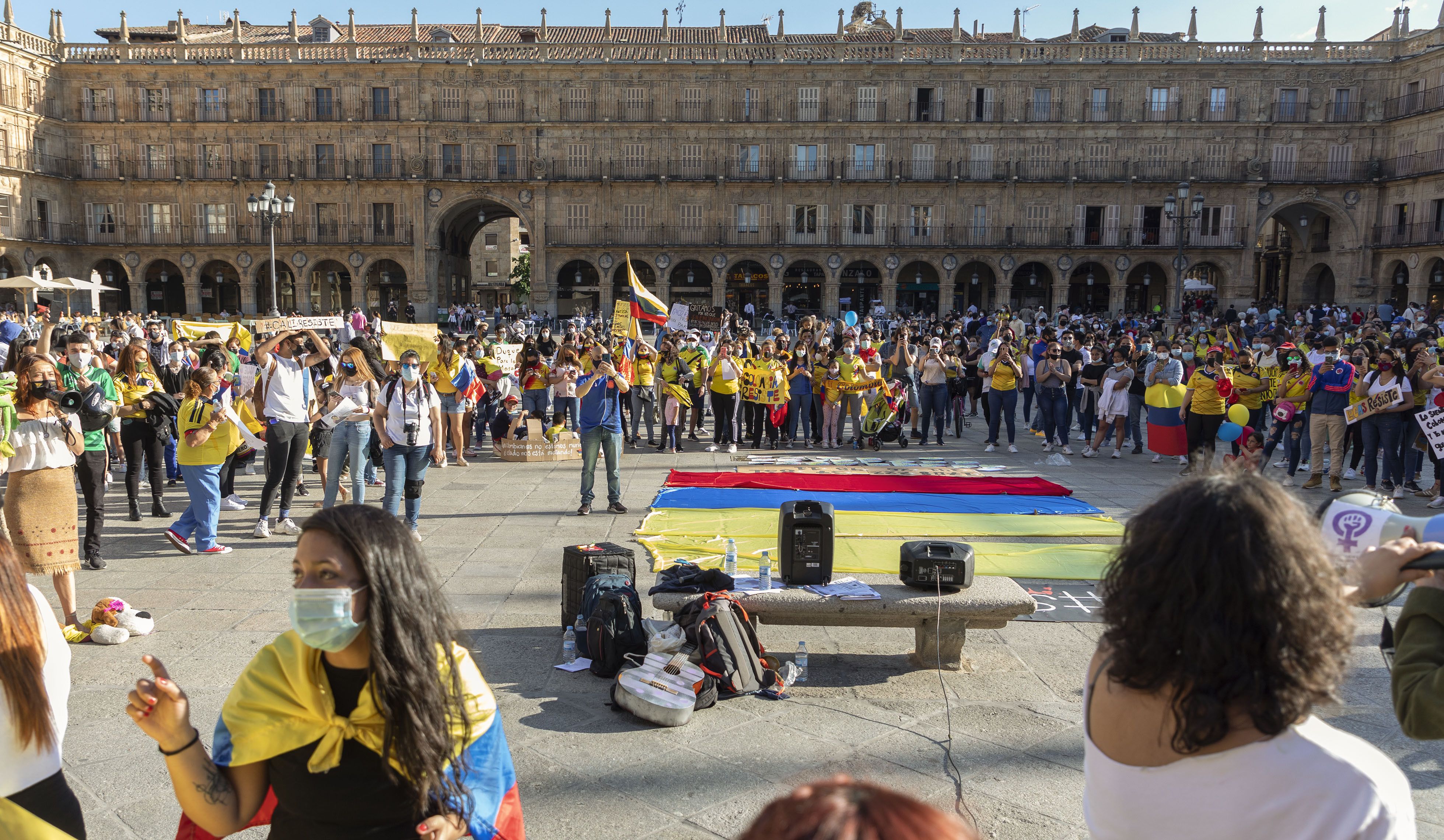 GALERÍA | ?La comunidad colombiana de Salamanca denuncia la situación de inestabilidad que vive su país