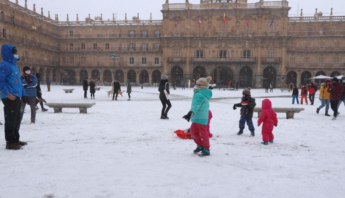 Nieve en Salamanca. Foto de archivo de enero de 2020