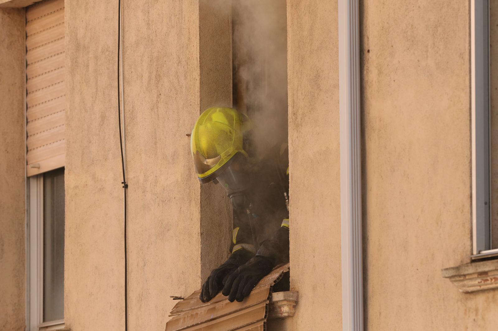 Incendio en una vivienda de la calle San Arcadio, enero de 2021. Foto de archivo