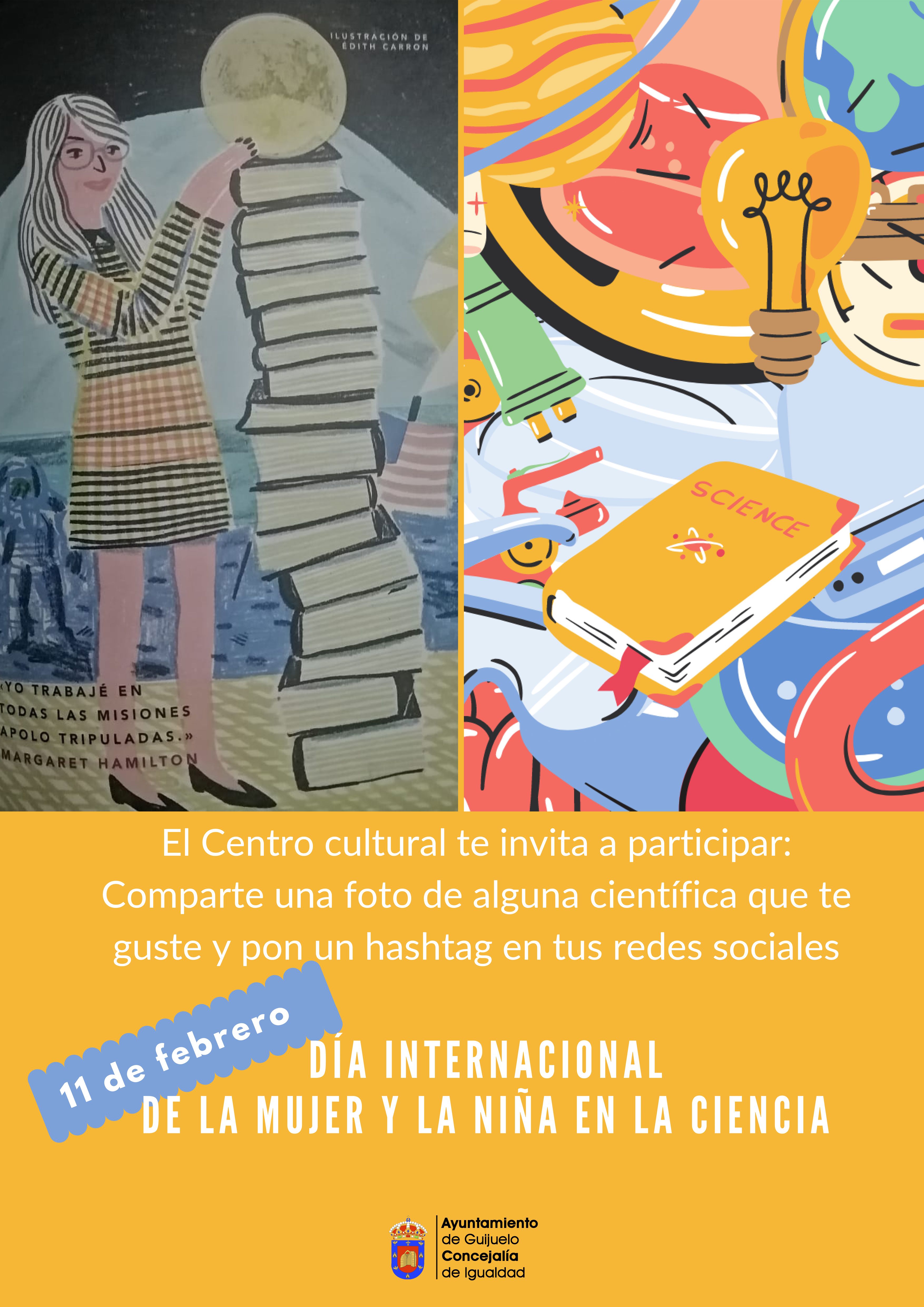 cartel dia mujer y niña ciencia