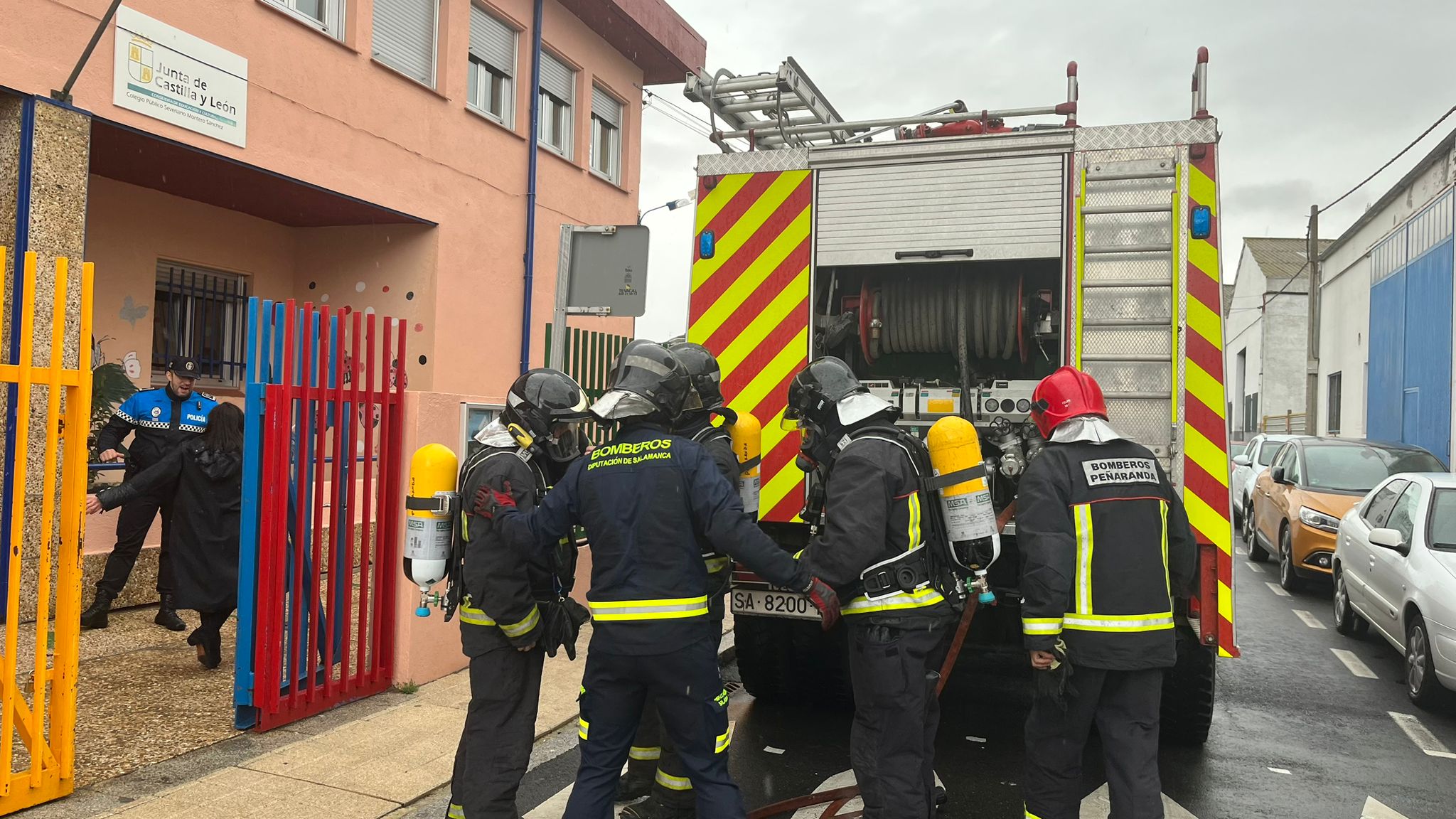 Simulacro de incendio en el Colegio Severiano Montero de Peñaranda