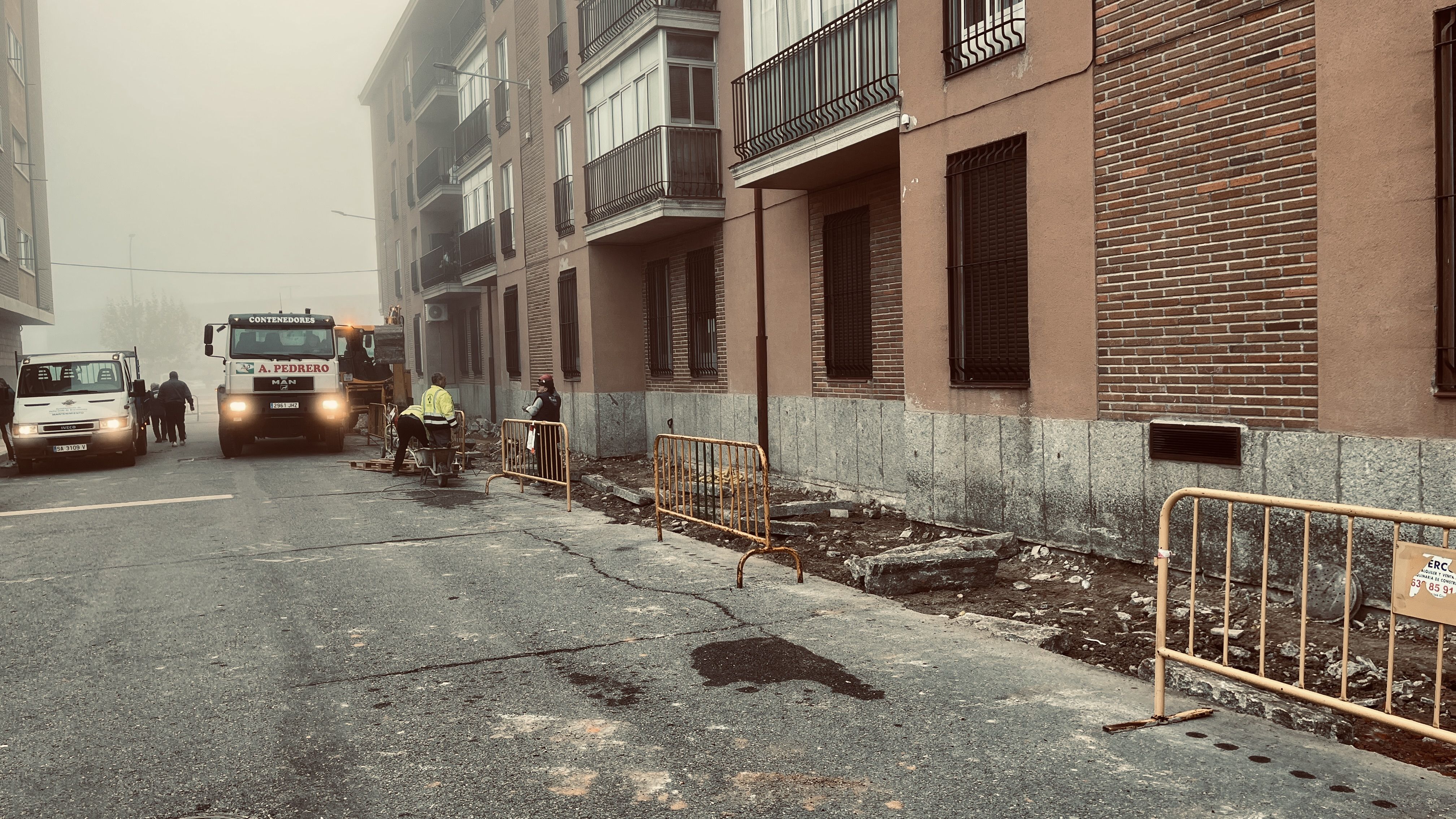 Obras en la calle Miguel de Unamuno de Peñaranda