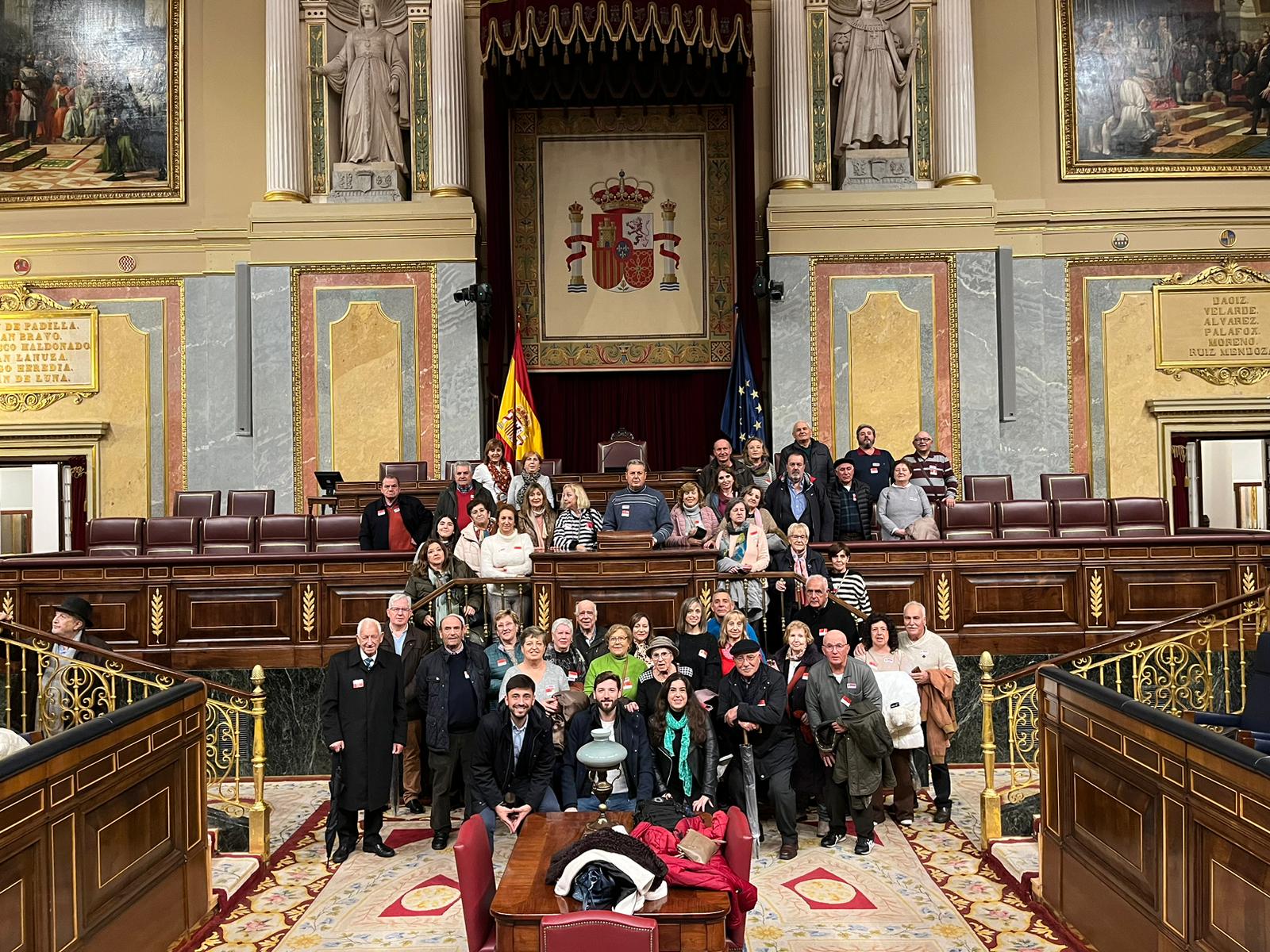 Los peñarandinos durante su visita al Congreso de los diputados