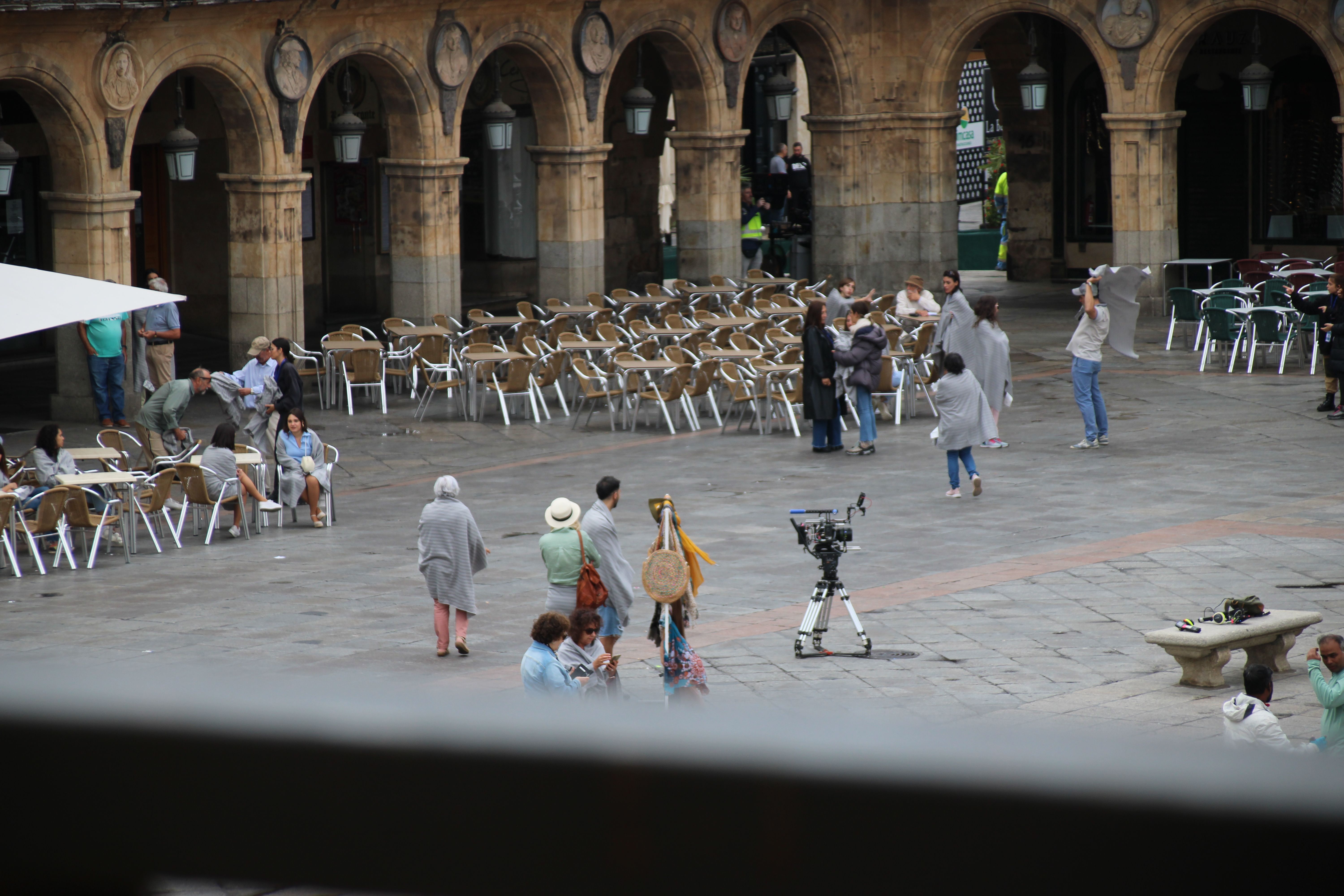 Grabación de una persecución en la Plaza Mayor de Salamanca dentro de una producción de Bollywood (4)