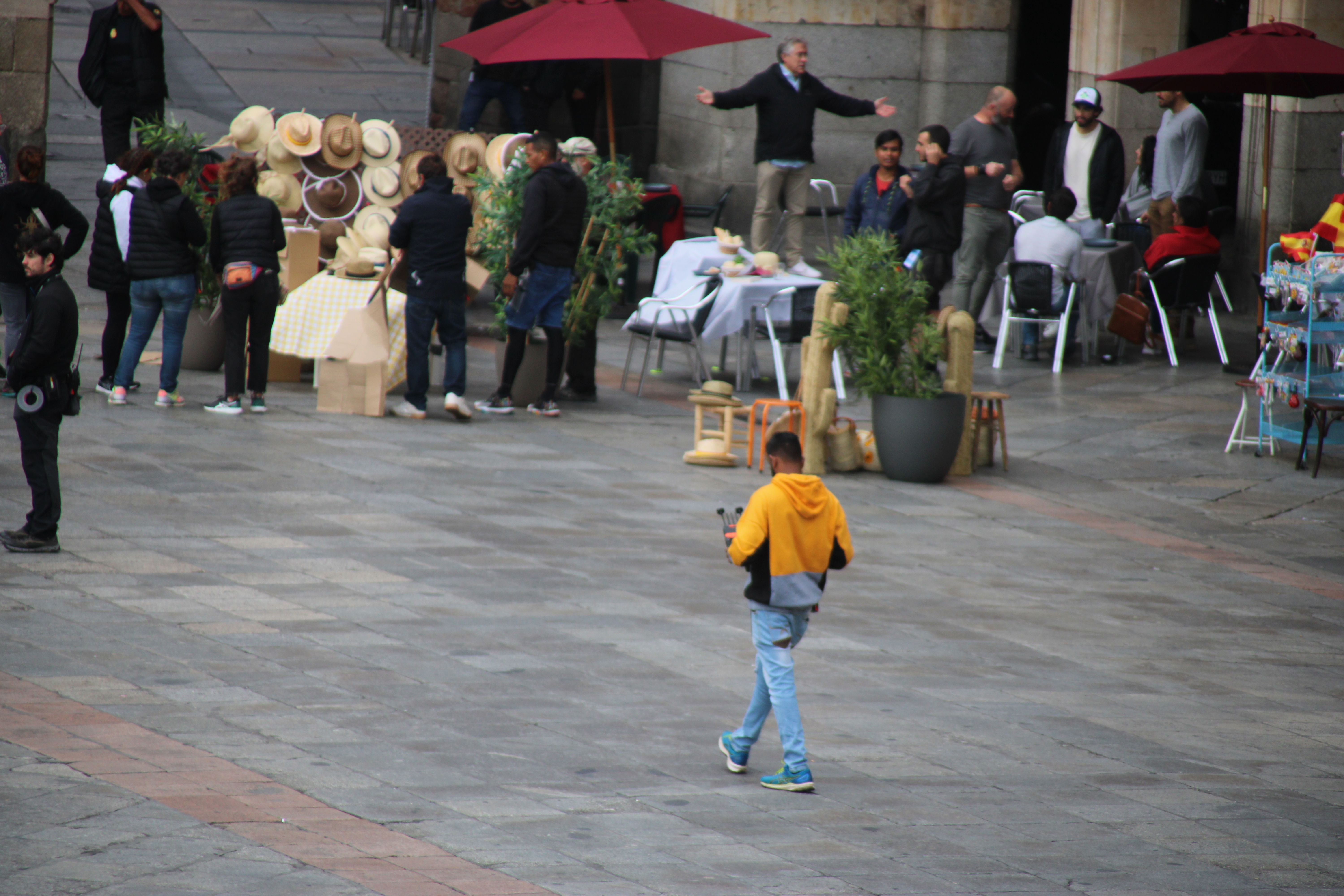 Grabación de una persecución en la Plaza Mayor de Salamanca dentro de una producción de Bollywood (7)