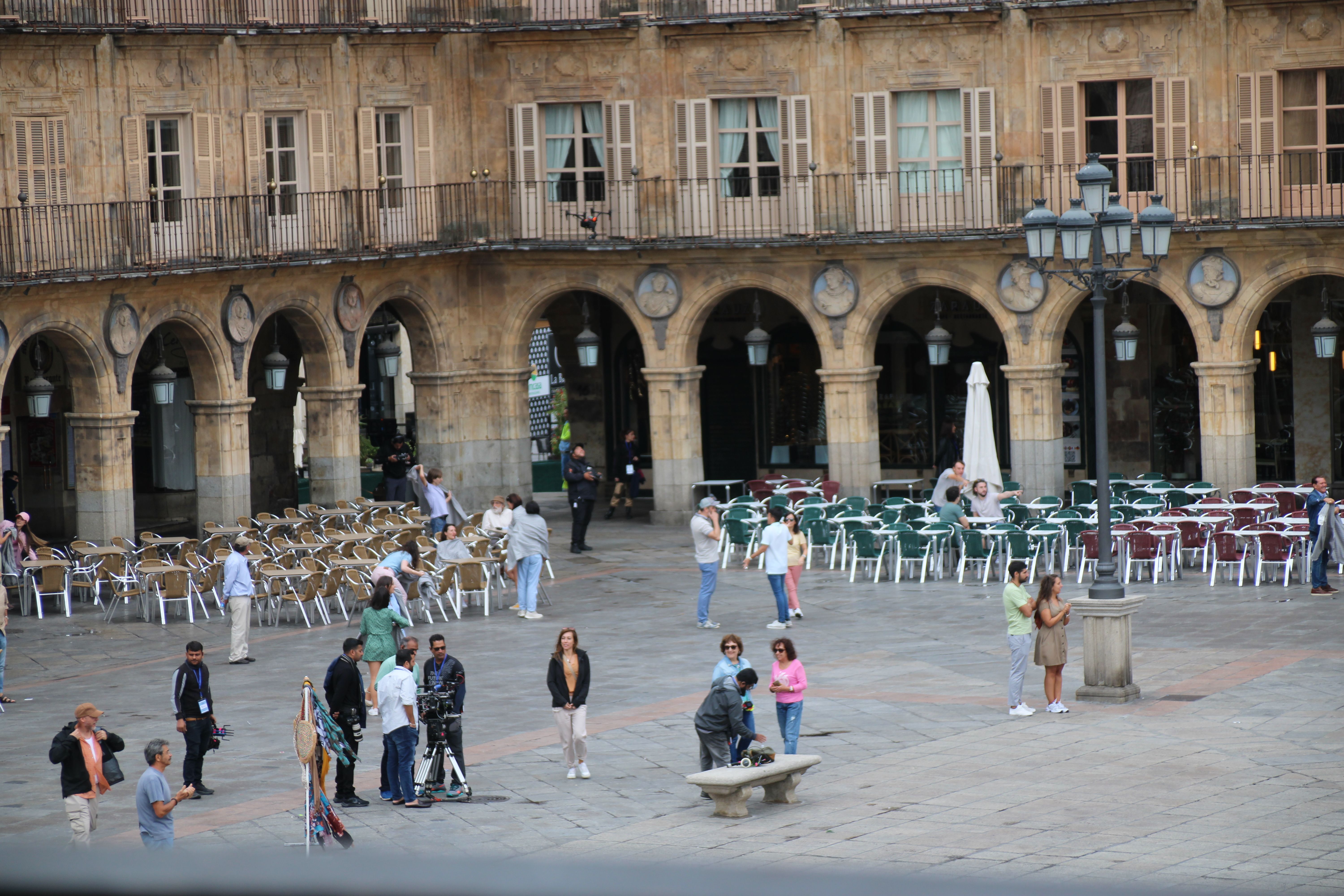 Grabación de una persecución en la Plaza Mayor de Salamanca dentro de una producción de Bollywood (19)