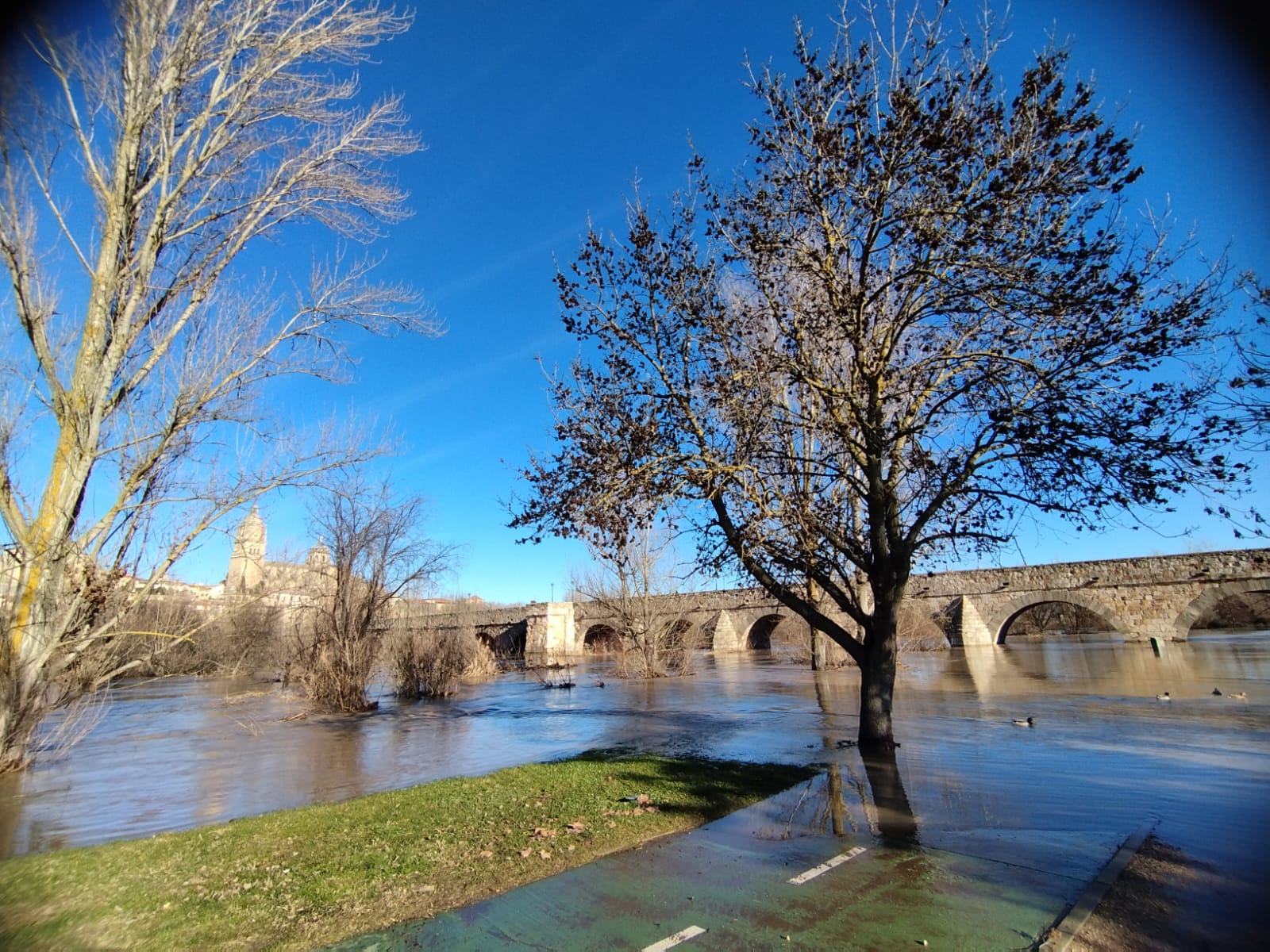 El río Tormes se desborda y provoca varios desastres a su paso por el Puente Romano