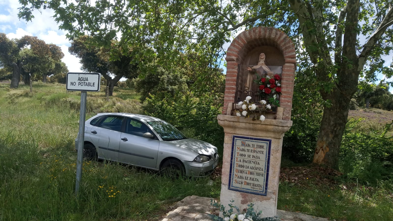 Salida de vía en la carretera a Alba de Tormes