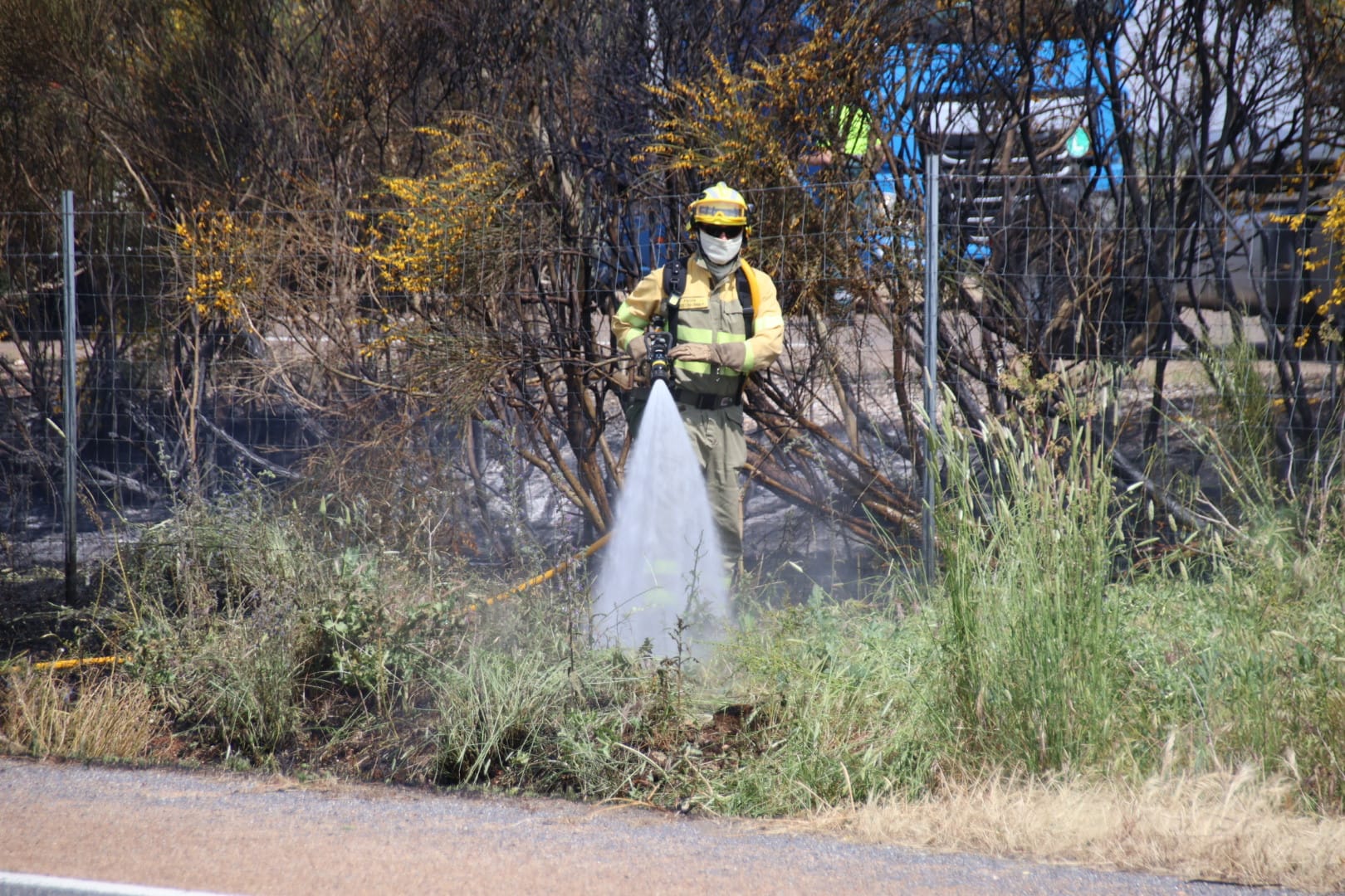 Incendio de un camión en la A 62, a la altura de Quejigal. Foto Andrea M (5)