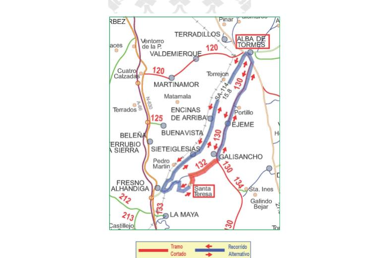 Corte carretera DSA-132, con acceso a Santa Teresa desde DSA-130