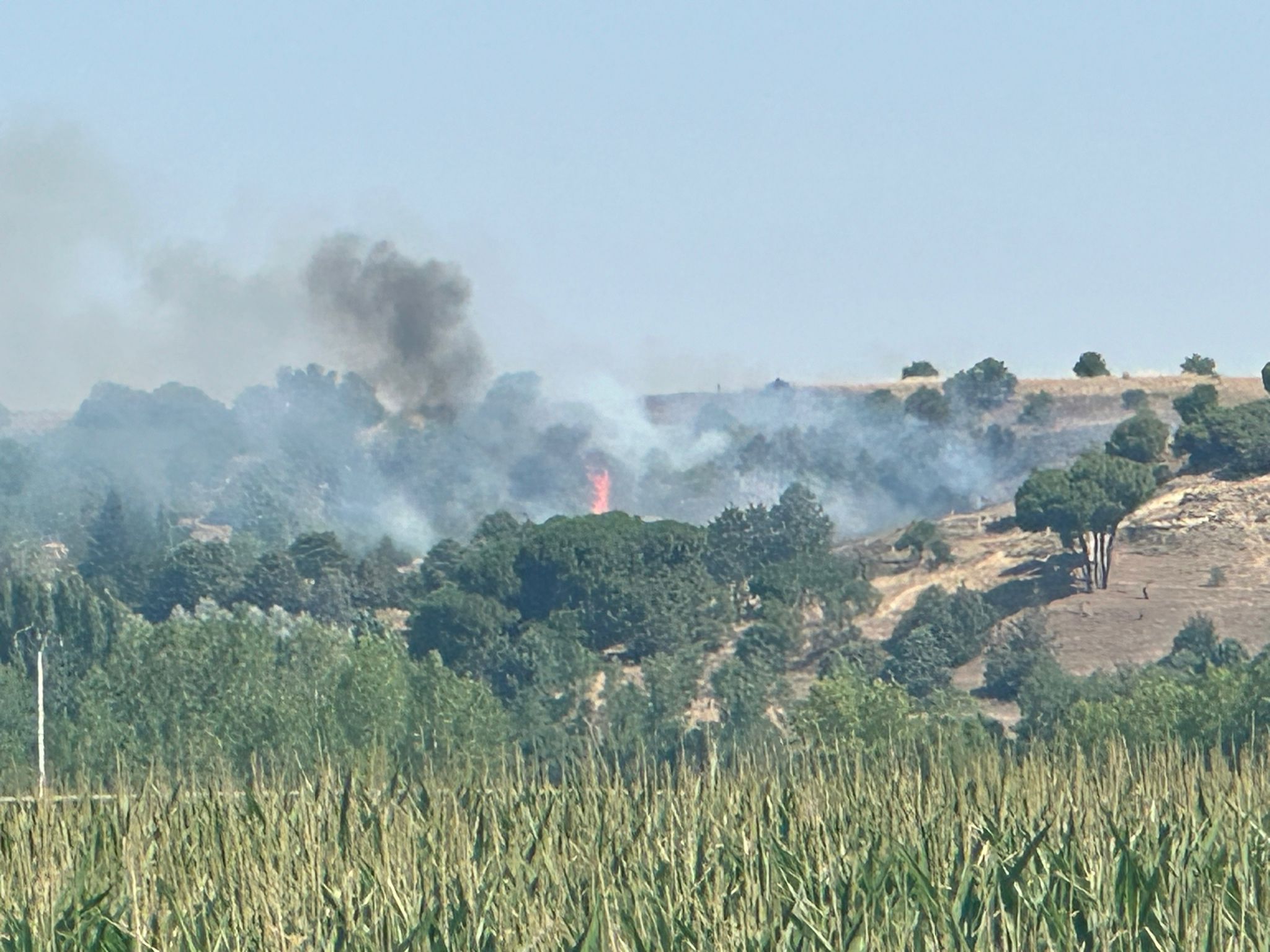 Incendio Pelabravo. Foto de archivo