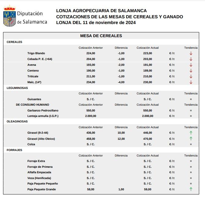 Mesa de cereales 11 noviembre 24