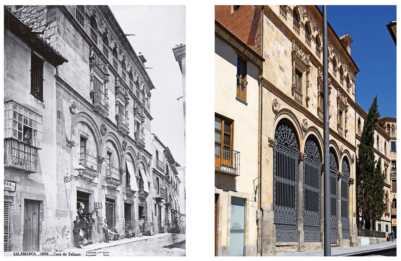 Palacio de La Salina. Fotografía izquierda: Jean Laurent (propiedad del Museo de Salamanca). Derecha: Vicente Sierra Puparelli