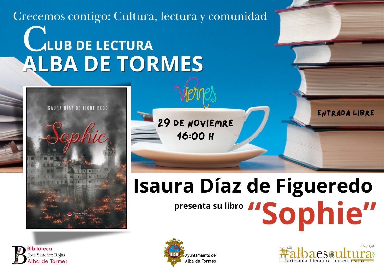 La escritora Isaura Díaz de Figueiredo presenta su libro 'Sophie' en la biblioteca municipal de Alba de Tormes