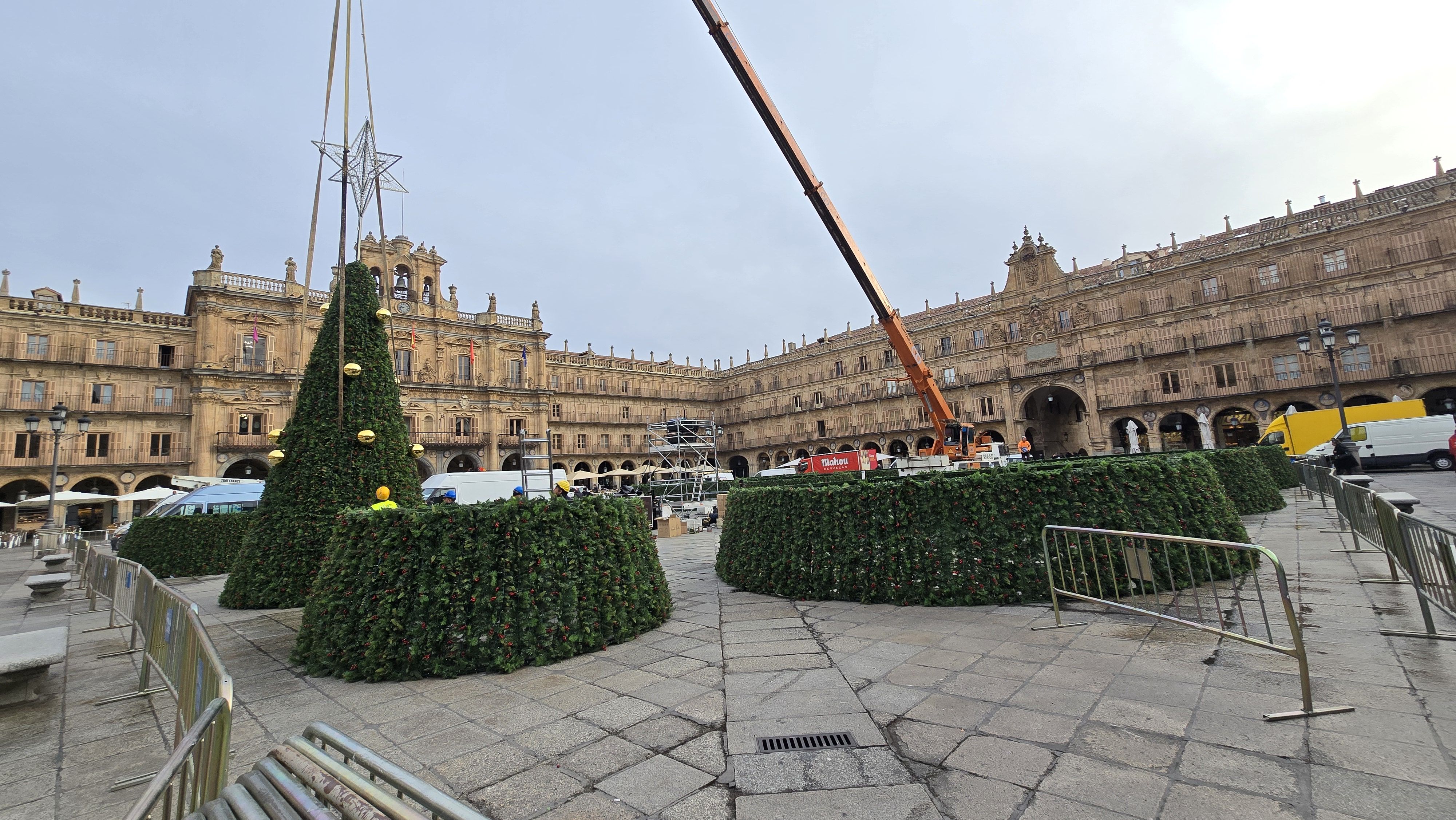 Día 2 instalando el árbol de Navidad en la Plaza Mayor 