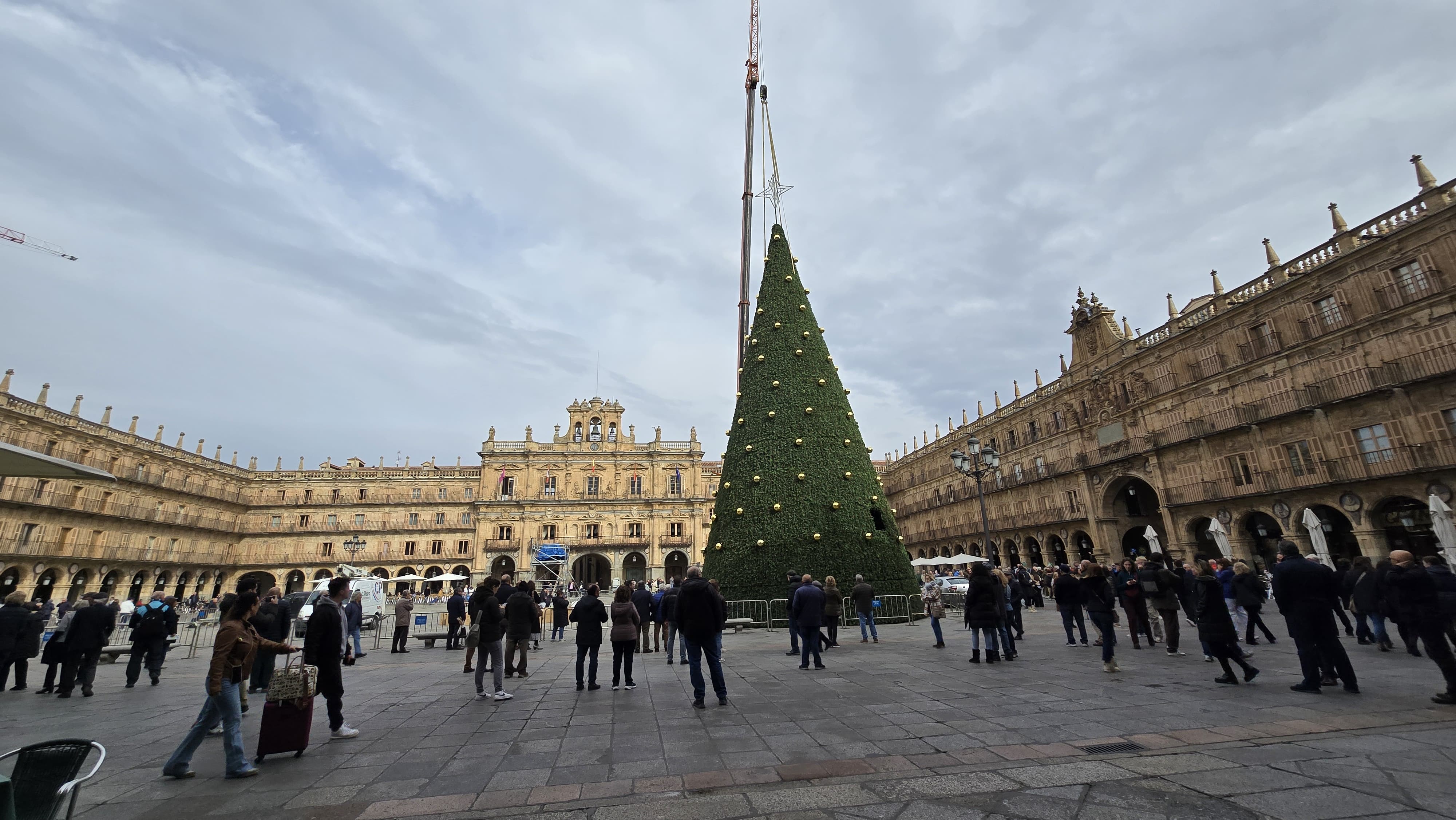 GALERÍA | El enorme árbol de Navidad ya viste la Plaza Mayor de Salamanca