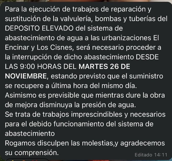 Mensaje del Ayuntamiento de Terradillos 