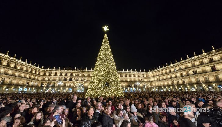 Inauguración iluminación navideña en la Plaza Mayor de Salamanca, noviembre 2024. Fotos Andrea M.