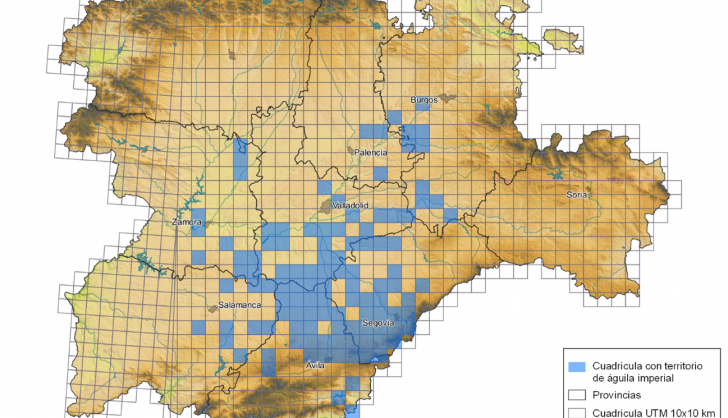 Imagen de los territorios con presencia del águila imperial 