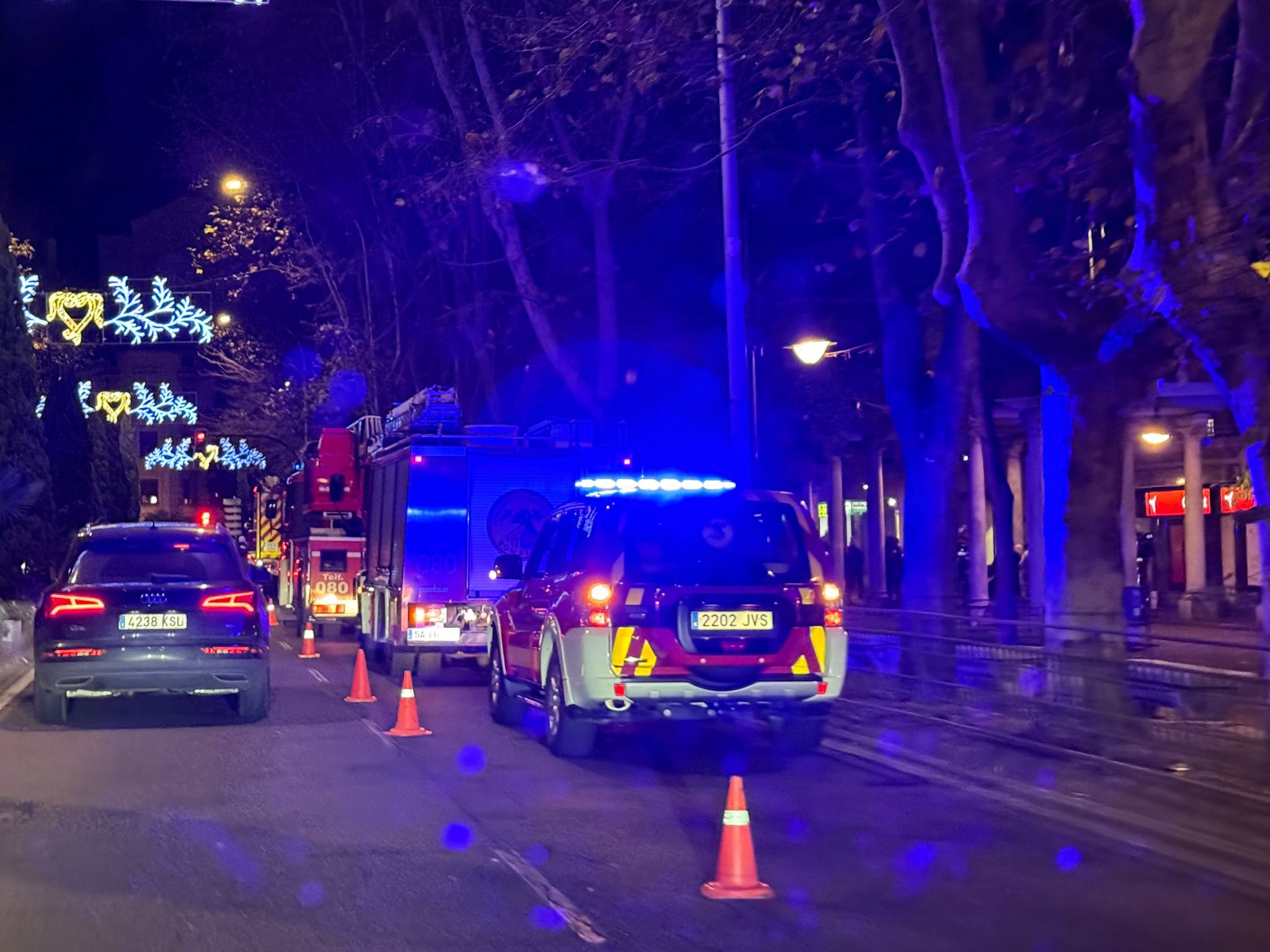 Bomberos en una actuación en el paseo de Carmelitas