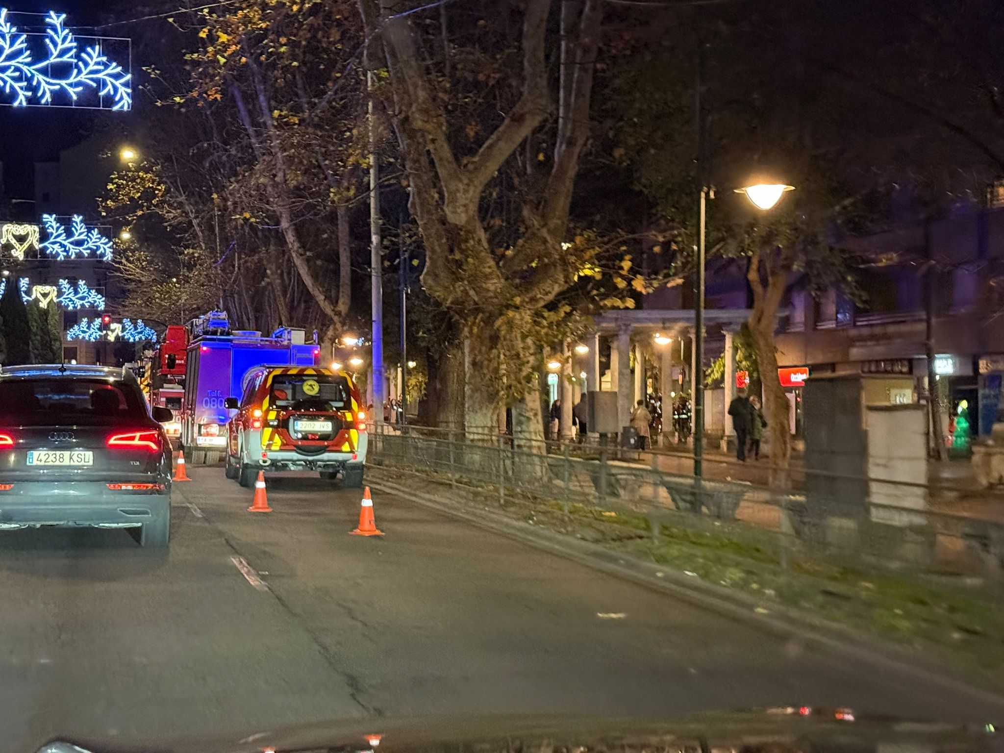 Bomberos en una actuación en el paseo de Carmelitas