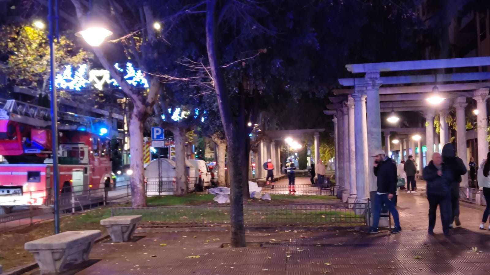 Bomberos en una actuación en el paseo de Carmelitas