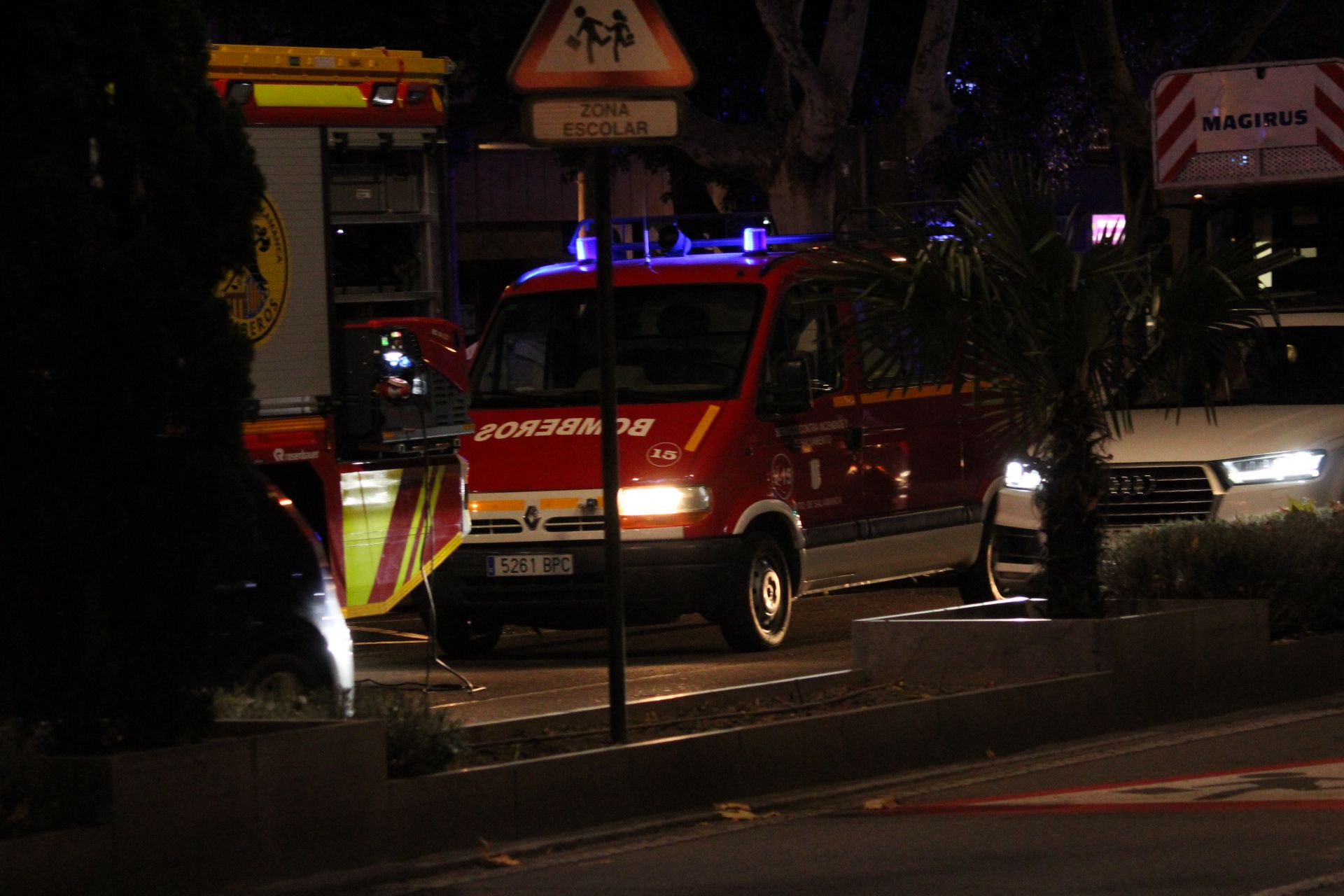 Bomberos en una actuación en el paseo de Carmelitas