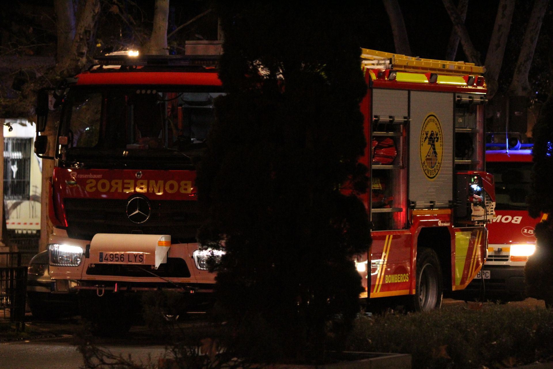 Bomberos en una actuación en el paseo de Carmelitas