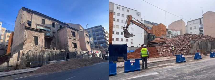 Caserón neobarroco de la Avenida de Italia antes y después del derribo 