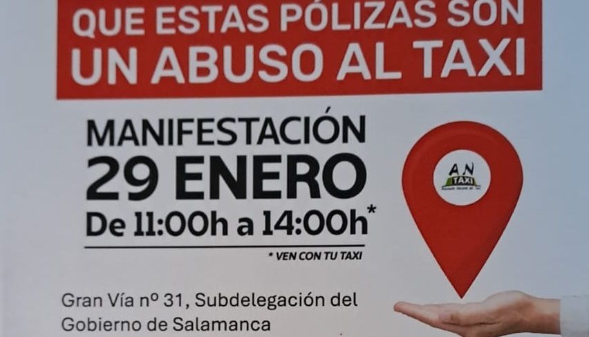 Concentración de taxistas en Salamanca, 29 de enero. Asociación Nacional del Taxi