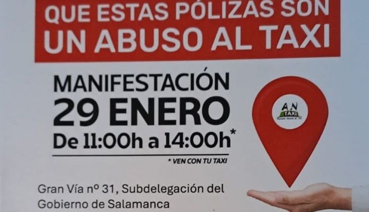 Concentración de taxistas en Salamanca, 29 de enero. Asociación Nacional del Taxi