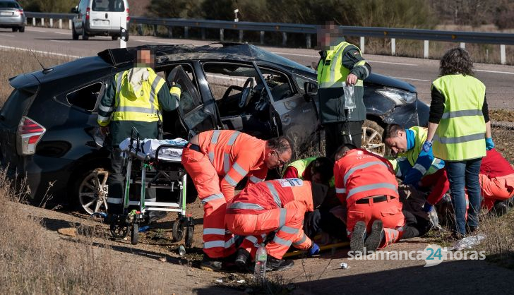 Dos heridos en un accidente en la A62 a la altura de  de Martín de Yeltes (1)