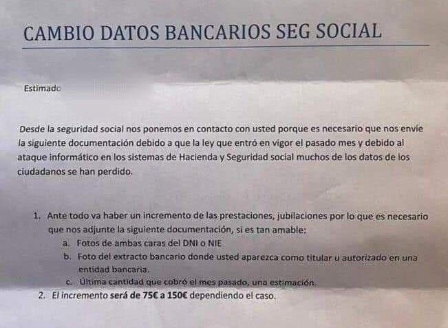 "Nosotros no te hemos enviado esta carta": la Seguridad Social alerta sobre esta modalidad de estafa