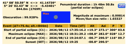 Horario del eclipse solar parcial en Parada de Rubiales