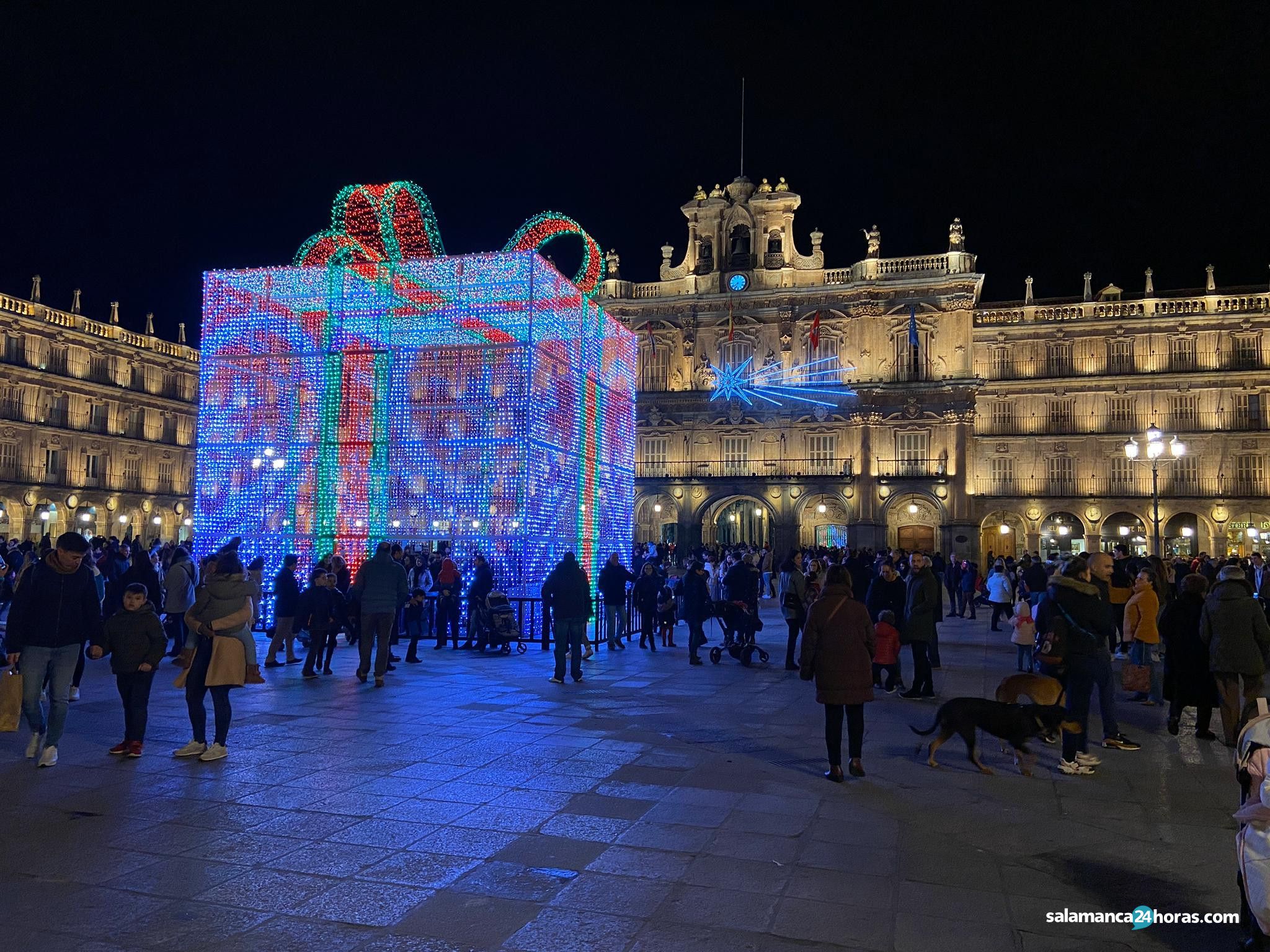 La Plaza Mayor de Salamanca durante la Navidad de 2020